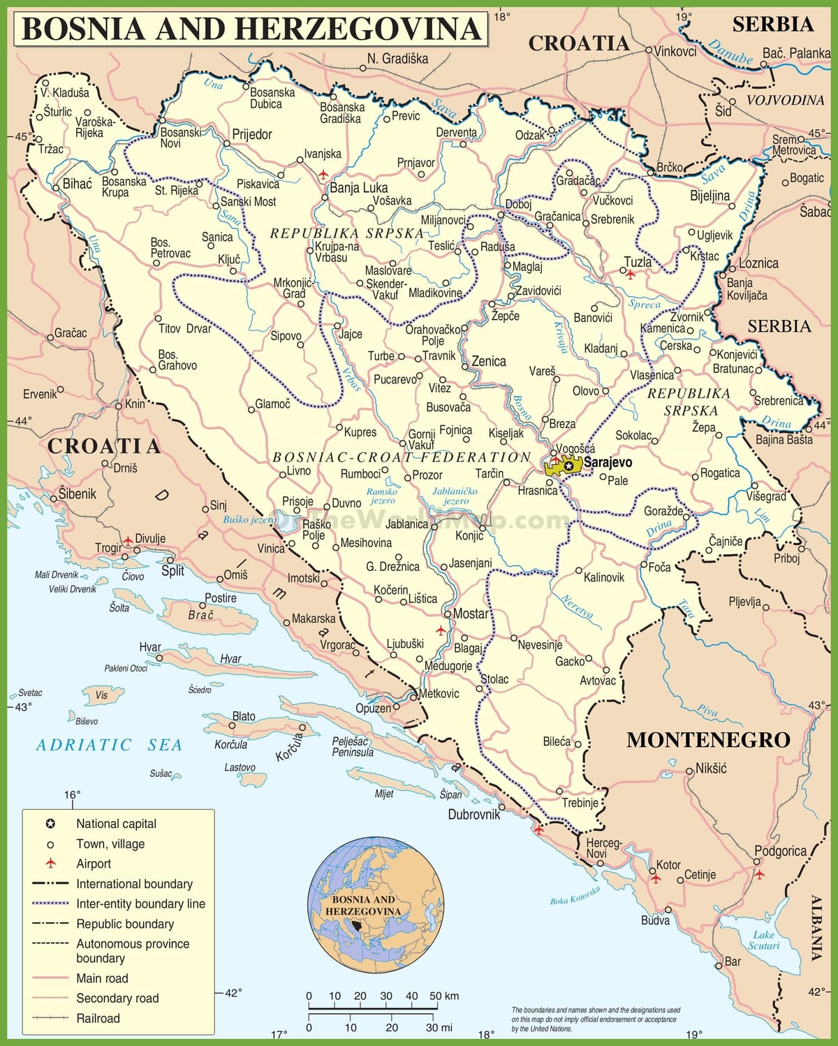 Mapa Bosni put
