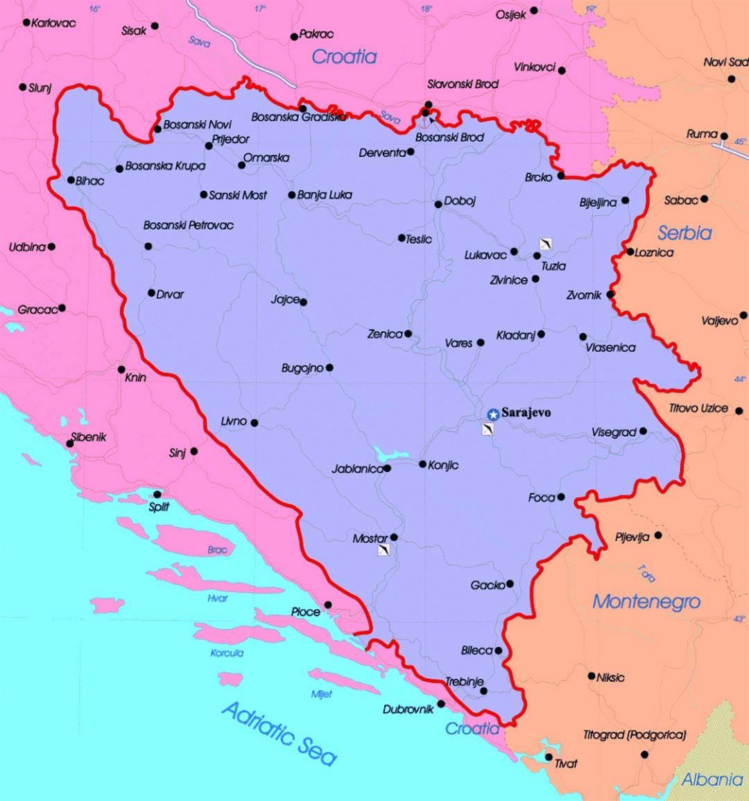 Bosni i Hercegovine politički mapu