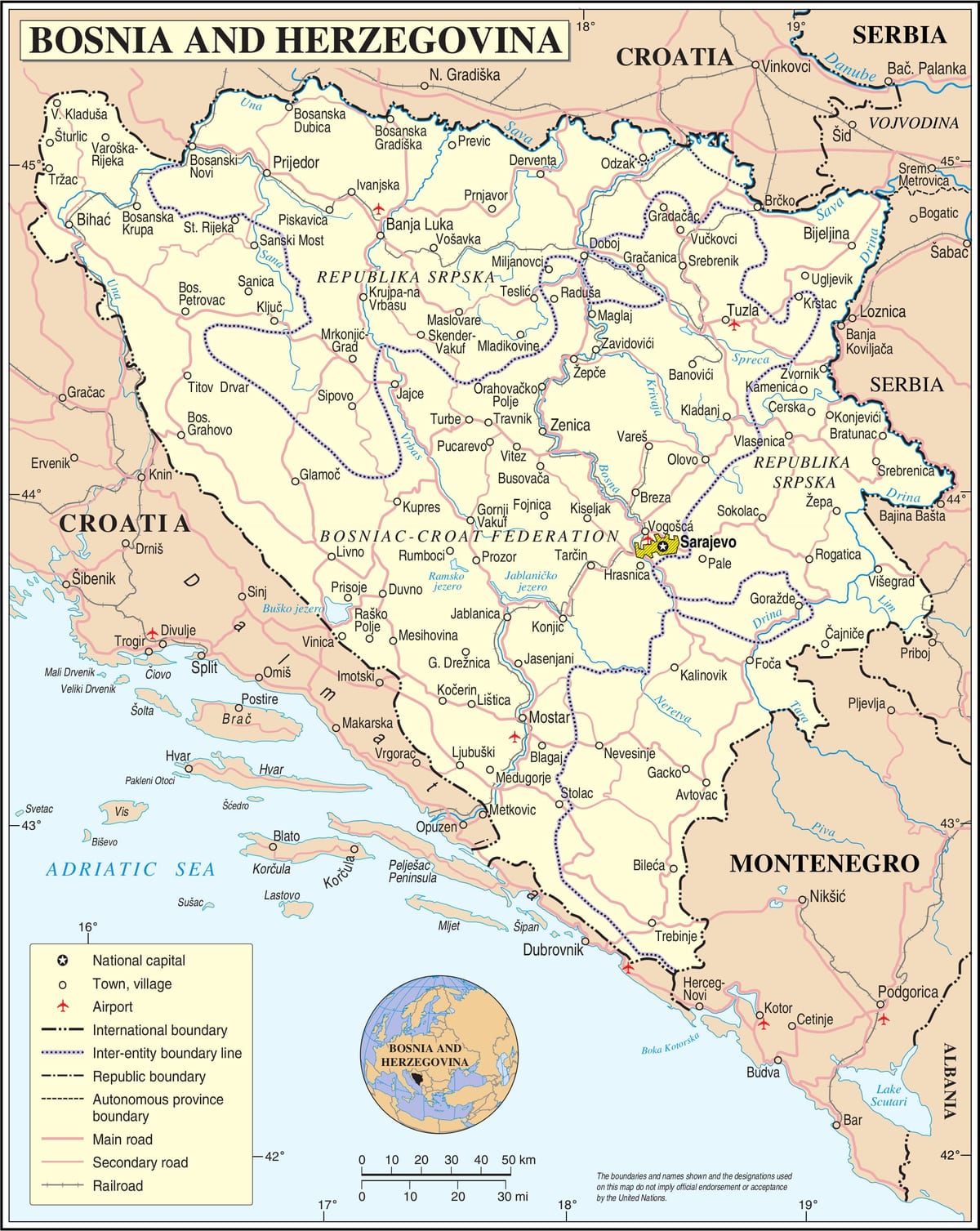 Mapa Bih turističke