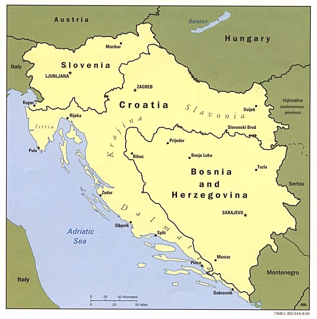 mapa Bih i okolne države
