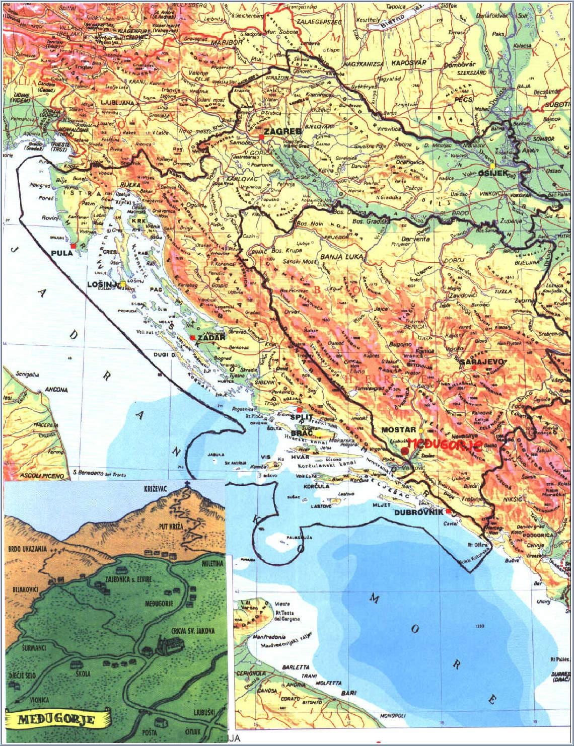 mapa međugorju sarajevu.